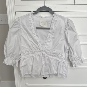 Hyacinth House White Ruffled Blouse